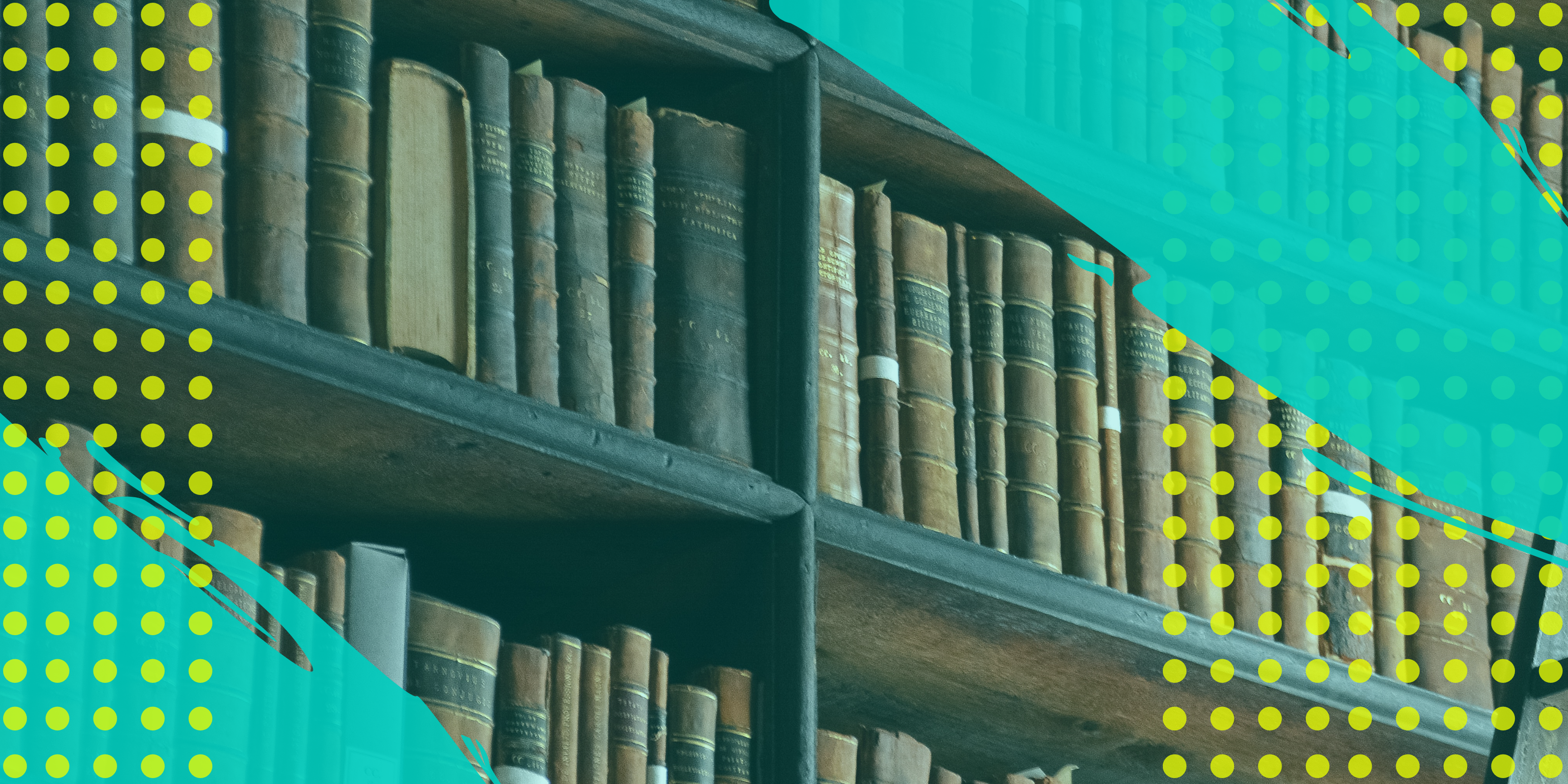 Image of books on a shelf. Graphic mashup using canva.