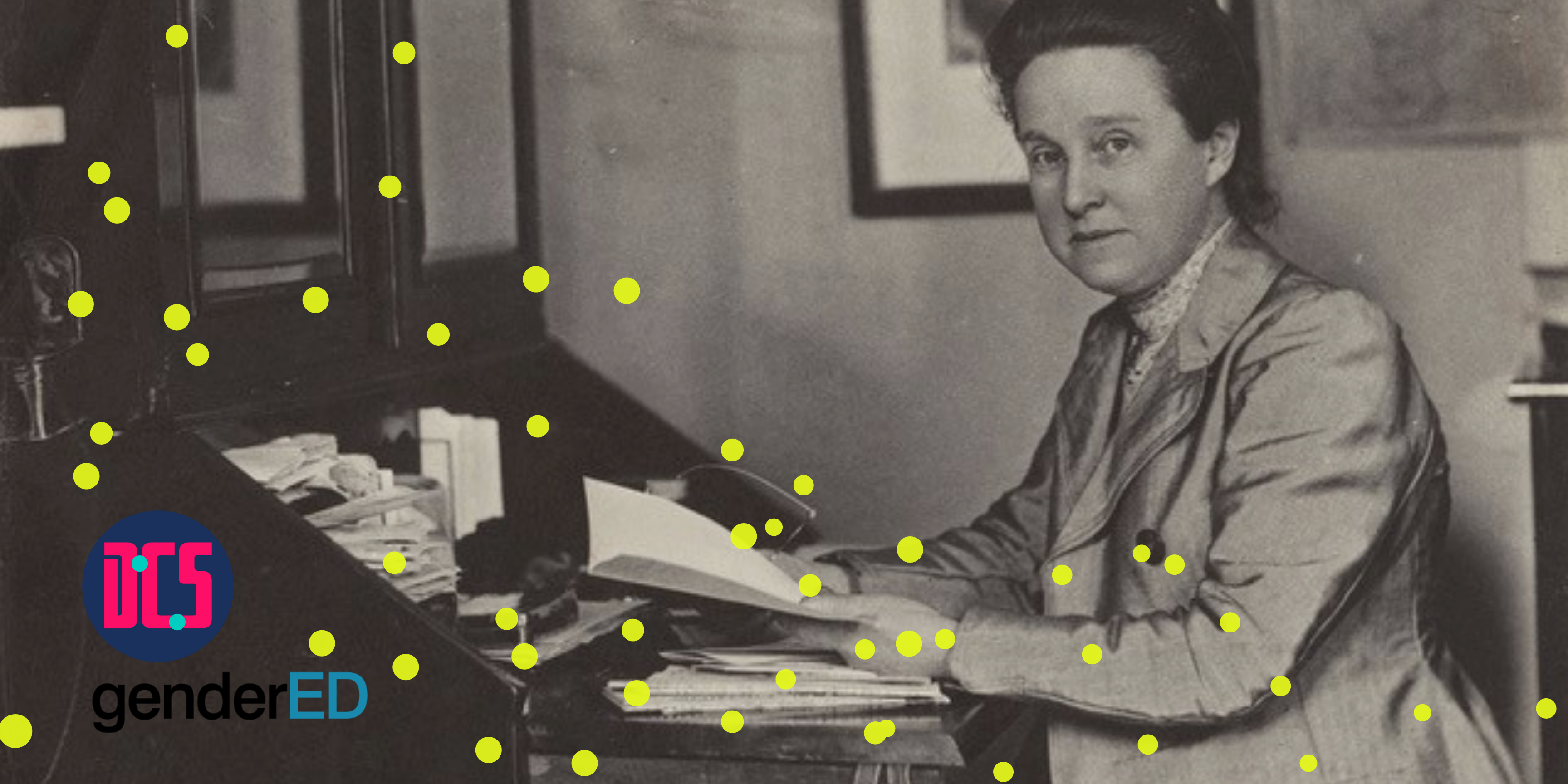 Graphic mashup using Canva. Image of Millicent Garrett Fawcett, CDCS logo, GenderED logo.