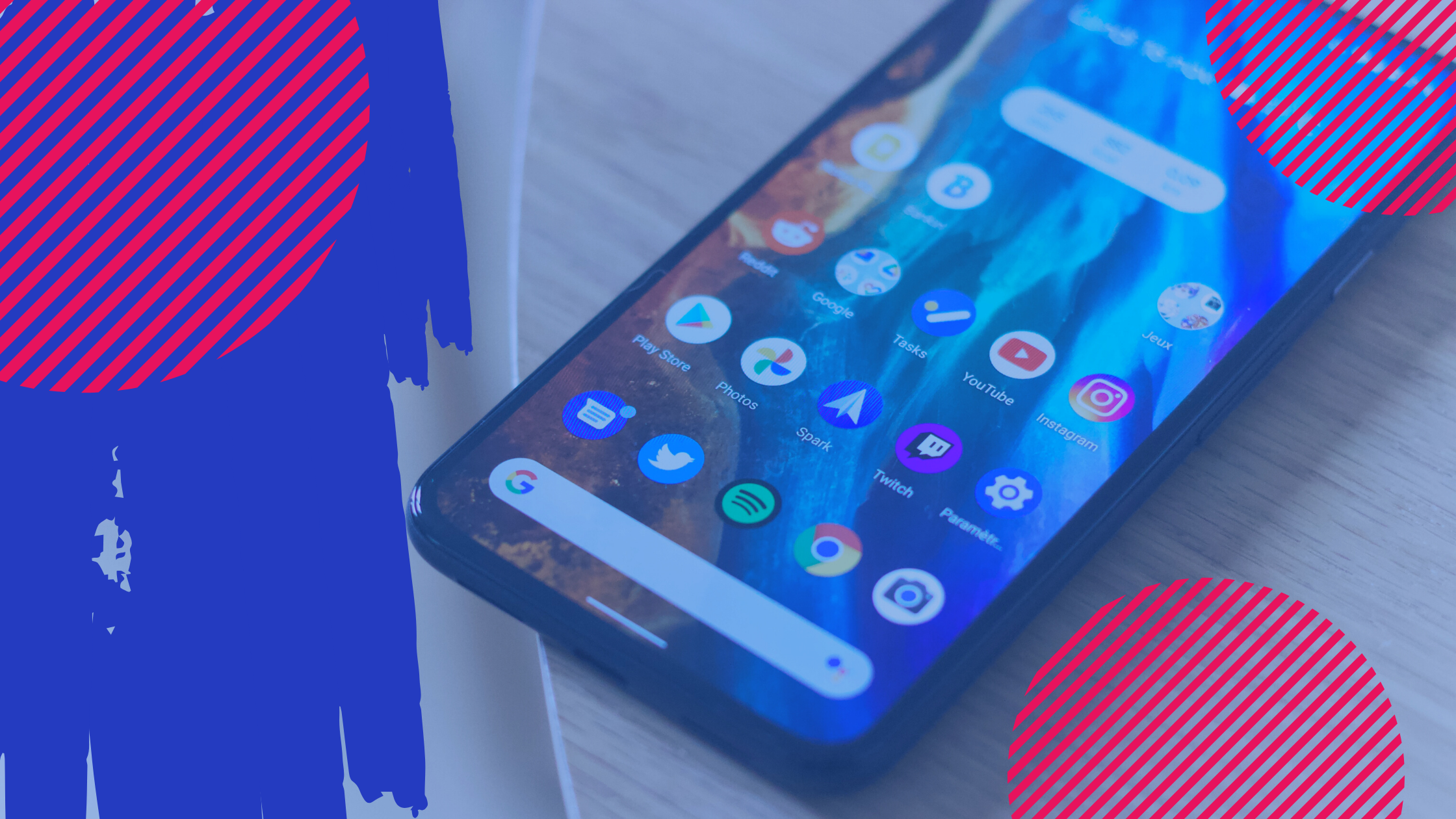 Mobile phone with mobile applications displayed