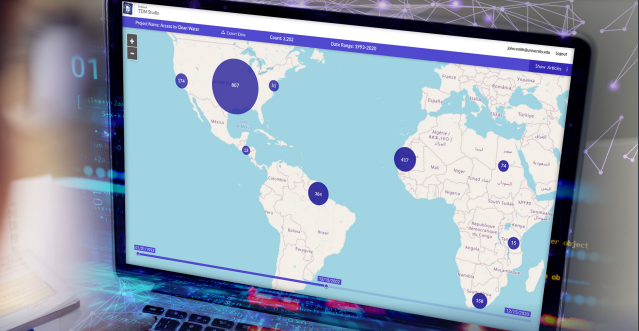 Sample map visualisation using ProQuest TDM Studio
