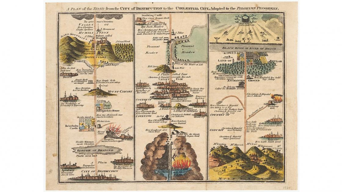 A Plan of the Road From the City of Destruction to the Celestial City, Adapted to The Pilgrim's Progress, by John Bunyan, 1821