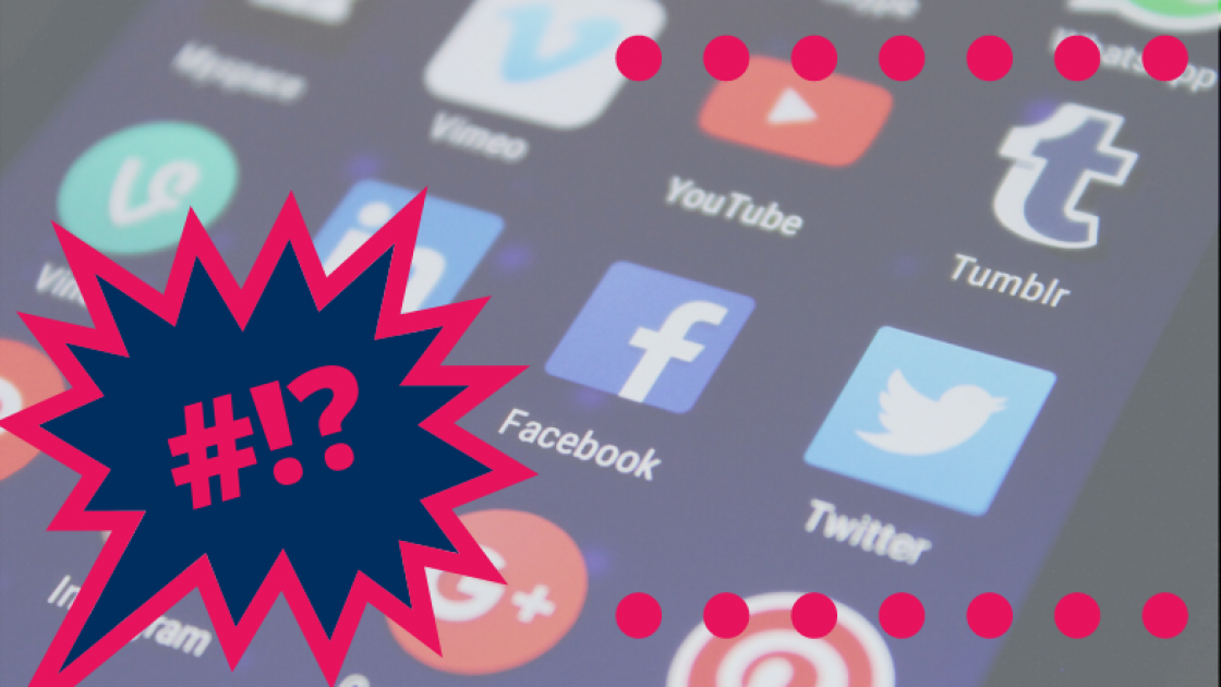 Graphic mashup showing social media platform icons