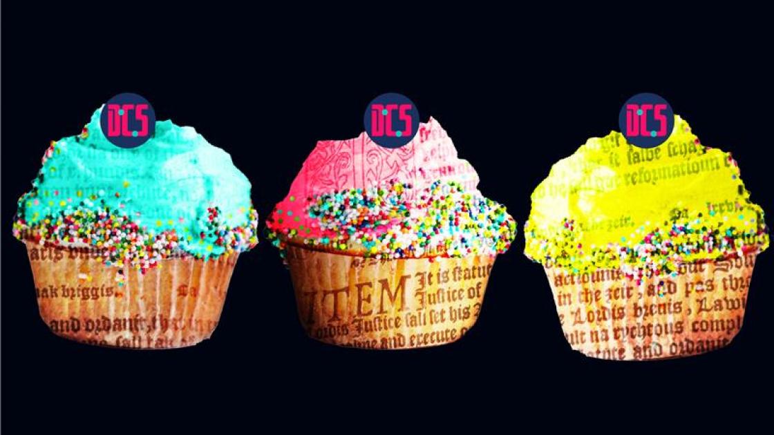 cupcakes with brightly coloured icing