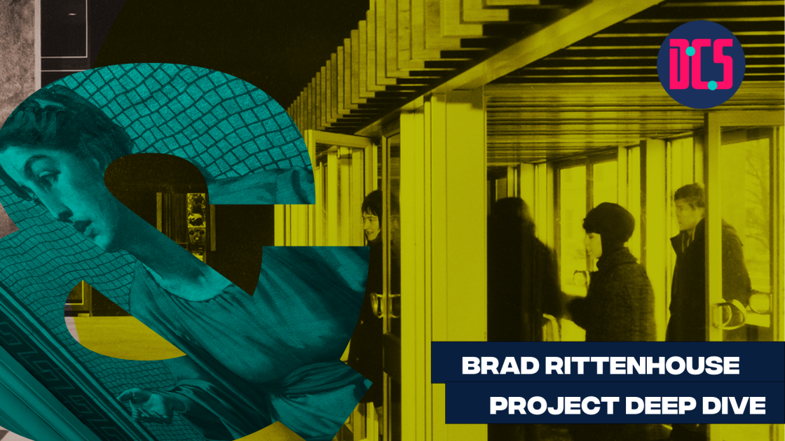 a yellow tinged photo of people entering a building, with the text "Brad Rittenhouse, Project Deep Dive"