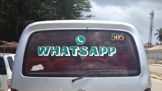 Window sticker on a vehicle in Tanzania.