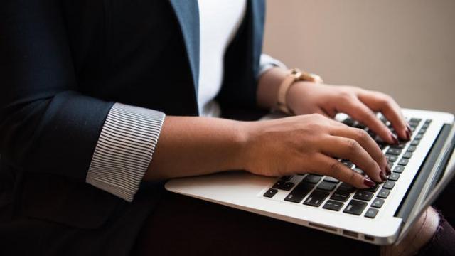 Woman using a laptop