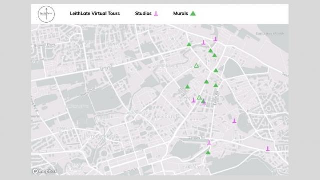 Screenshot of LeithLate Virtual Tours website map