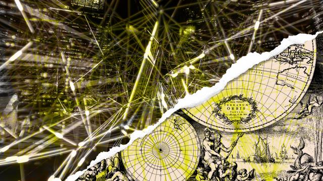 mash up of network and globes