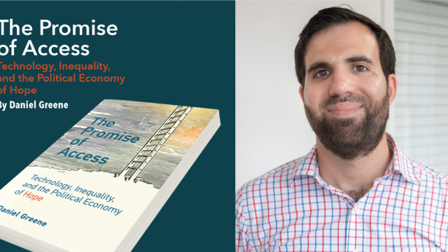 Image of book cover and speaker