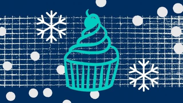 cupcake with snowflake motifs