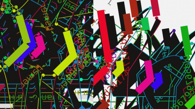 abstract data visualisation with colours and numbers