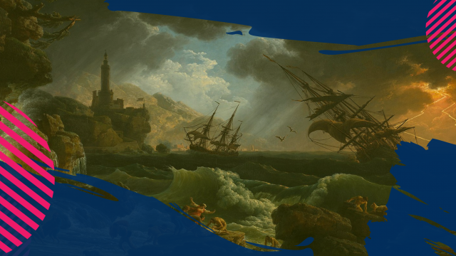 A Shipwreck in Stormy Seas graphic mashup