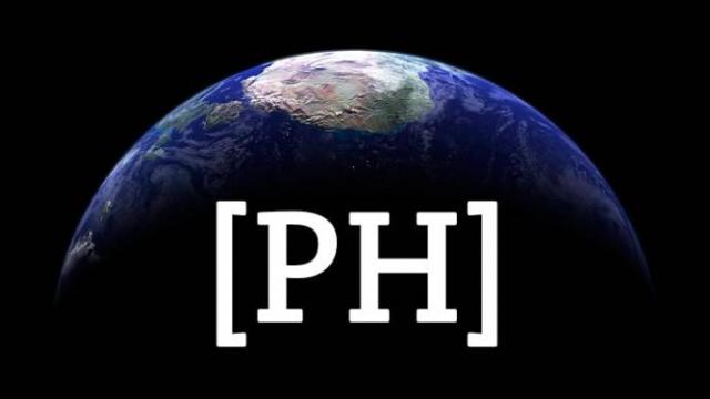 image of globe with initials PH over it