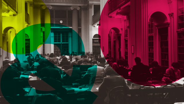 People studying in Playfair Library