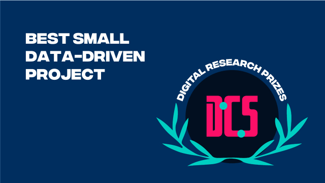 The text Best Small Data Driven Project on white against a navy background.