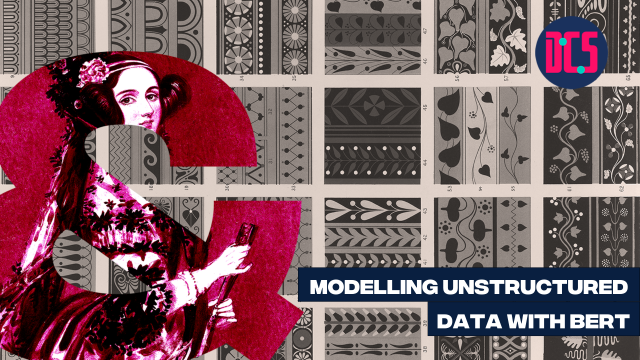 An illustrative collage with & symbol and some patterns in squares